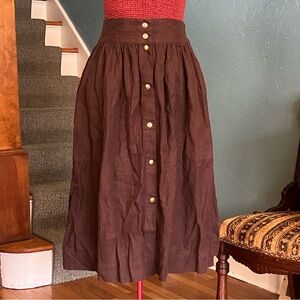 notPERFECTLINEN Chocolate Brown Marseille A-Line Skirt Pockets M/L